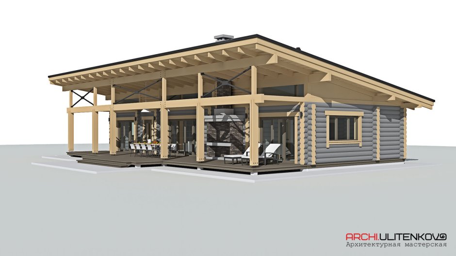 Бани из клееного бруса с большой верандой