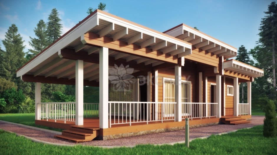 Финская баня с односкатной крышей