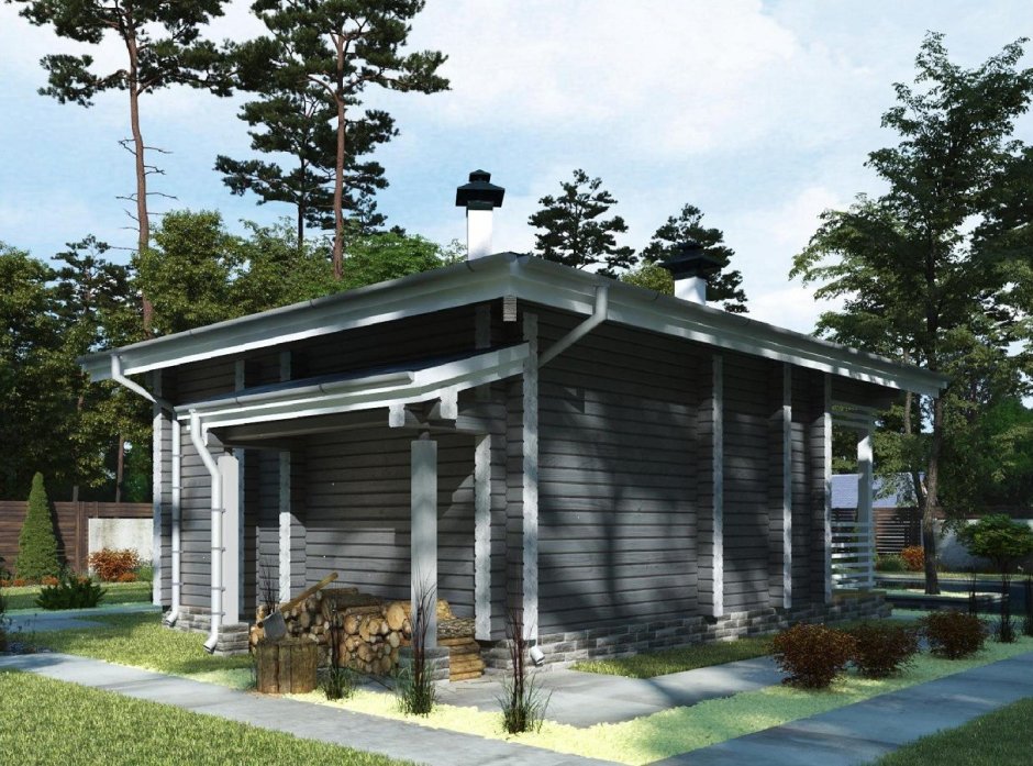 Шале одноэтажный с односкатной крышей