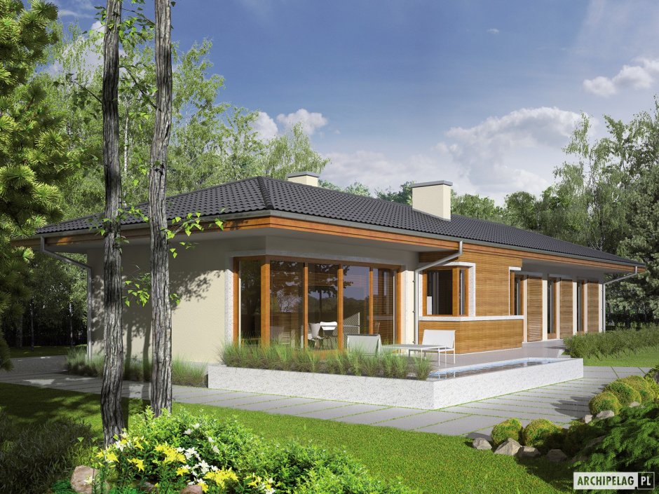 Одноэтажный коттедж с гостевым домом