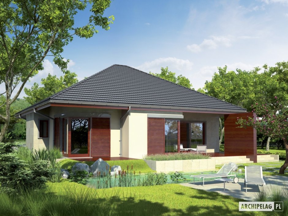 Дом из кирпича в скандинавском стиле одноэтажный