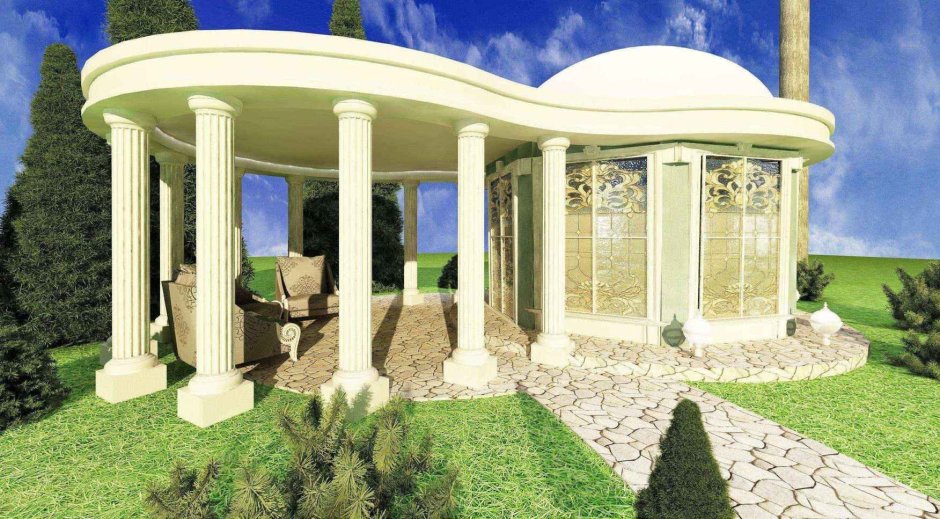 Пергола белая полукруглая