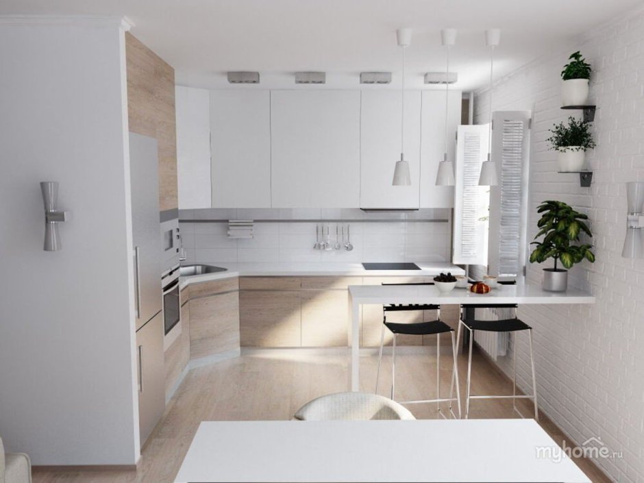 Белая кухня в студии