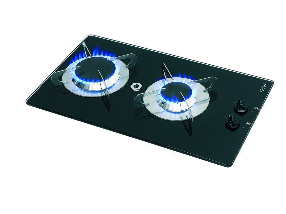 Варочная панель газовая 2-х конфорочная стеклокерамика