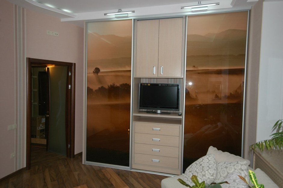 Шкаф купе с телевизором в спальню