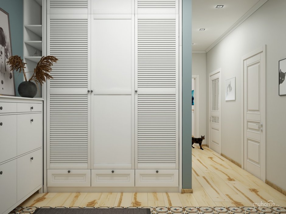 Прихожая с рейками