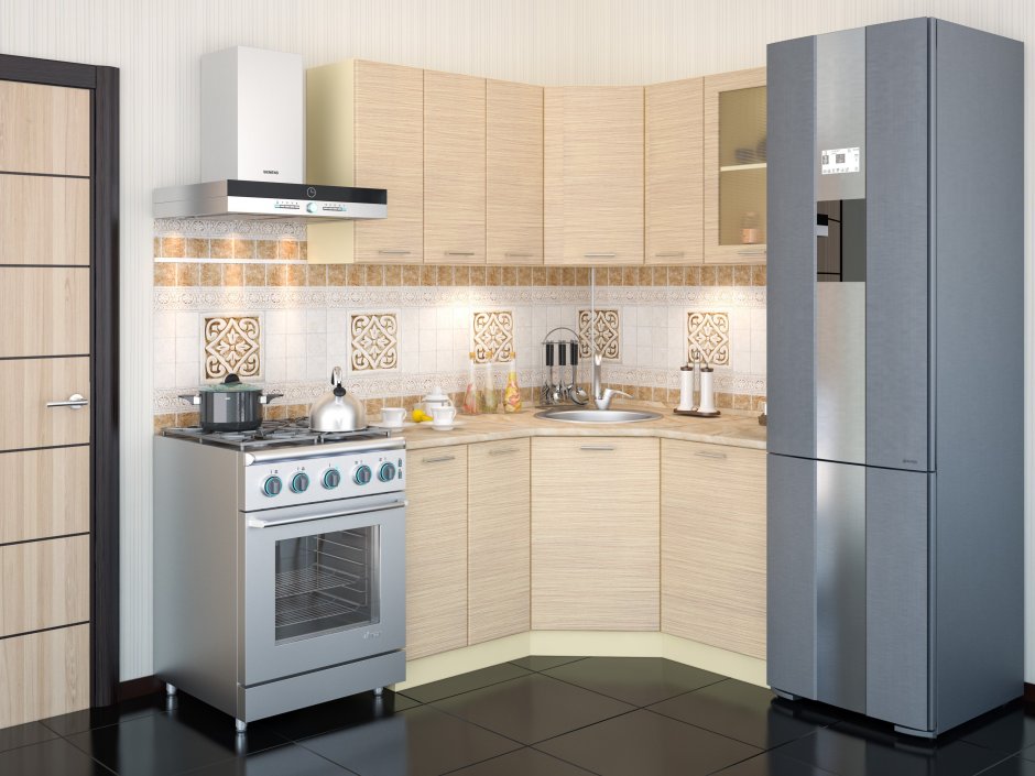 Кухня угловая Ницца-2092x1392 лайм/венге