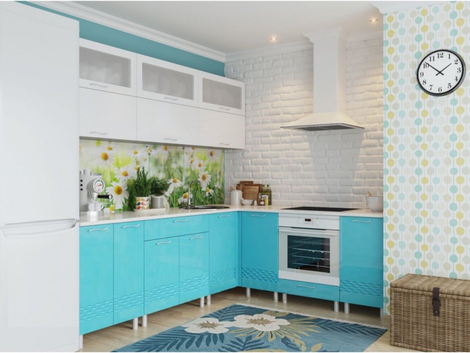 Кухня волна бирюза металлик
