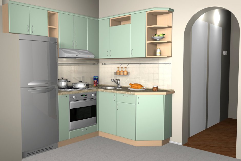 Угловая кухня для малогабаритной кухни