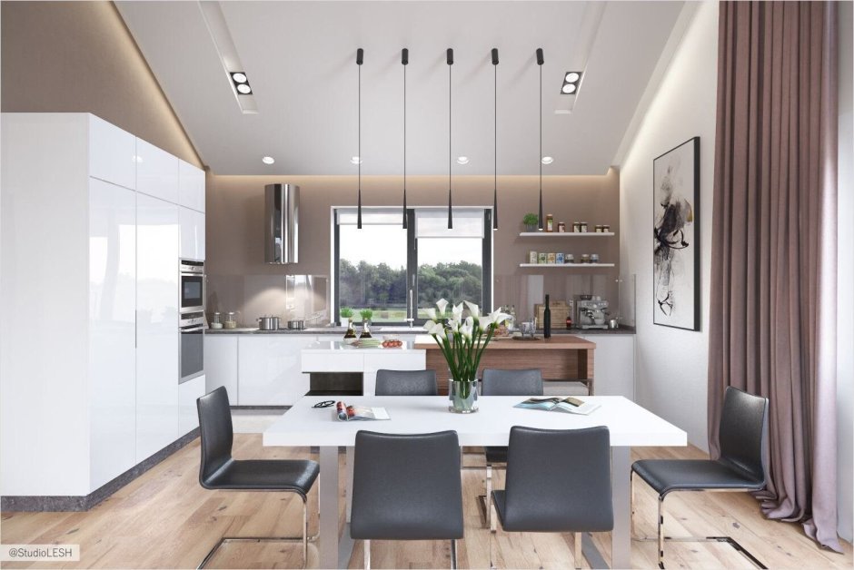 Кухня гостиная с окном