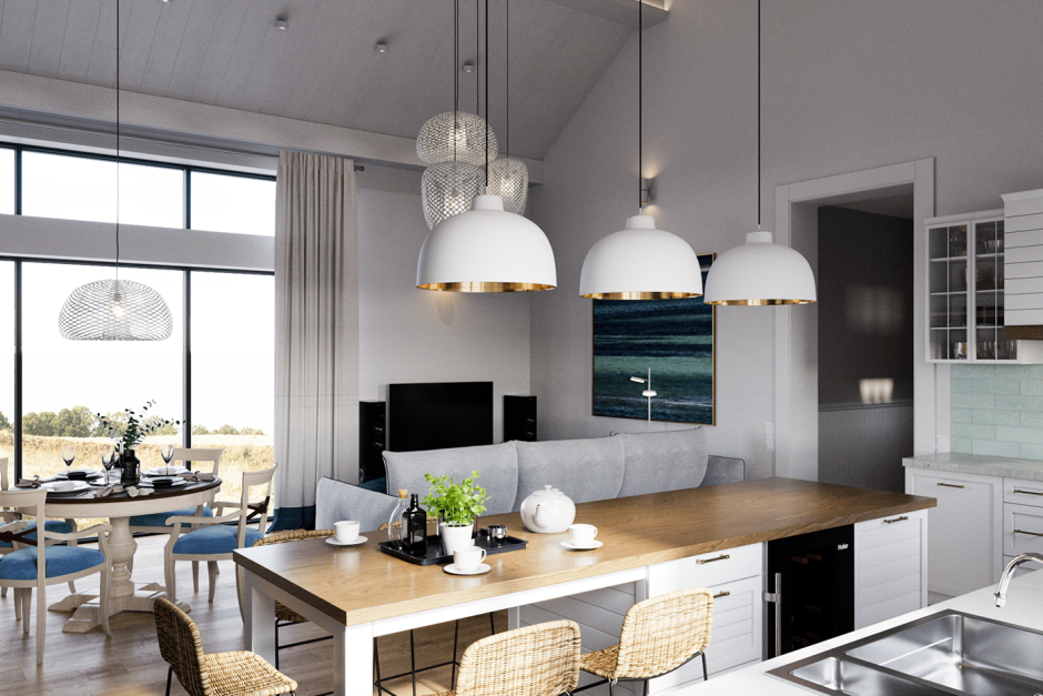 Кухня в пудровых тонах