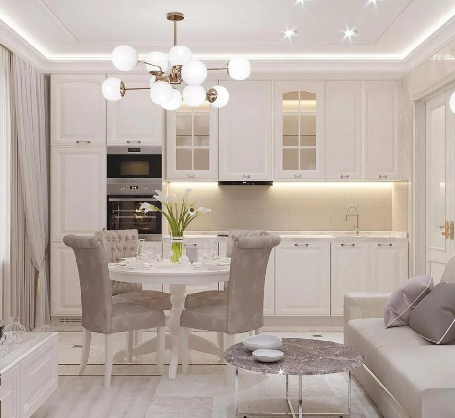 Кухня-гостиная 20 кв.м евродвушка