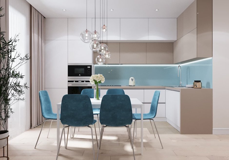 Серо розовая кухня