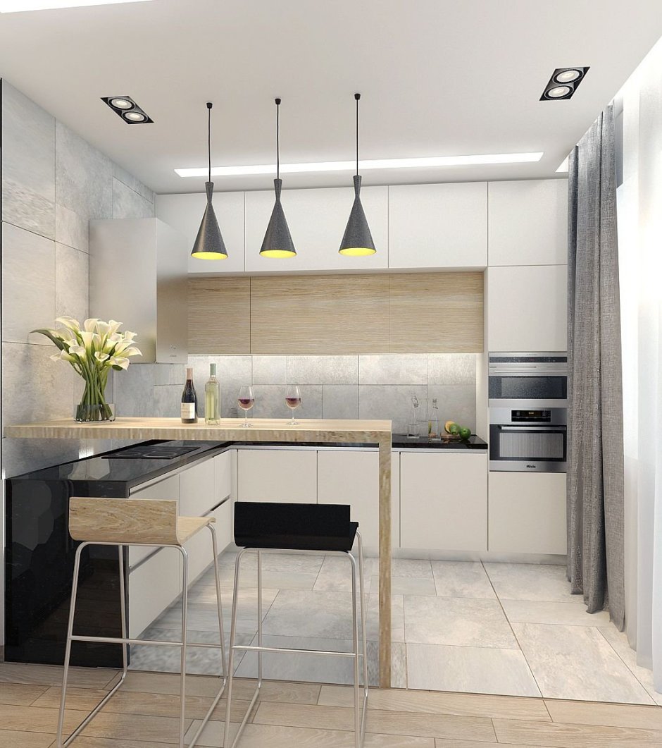 Кухня-гостиная 20 кв.м Неоклассика