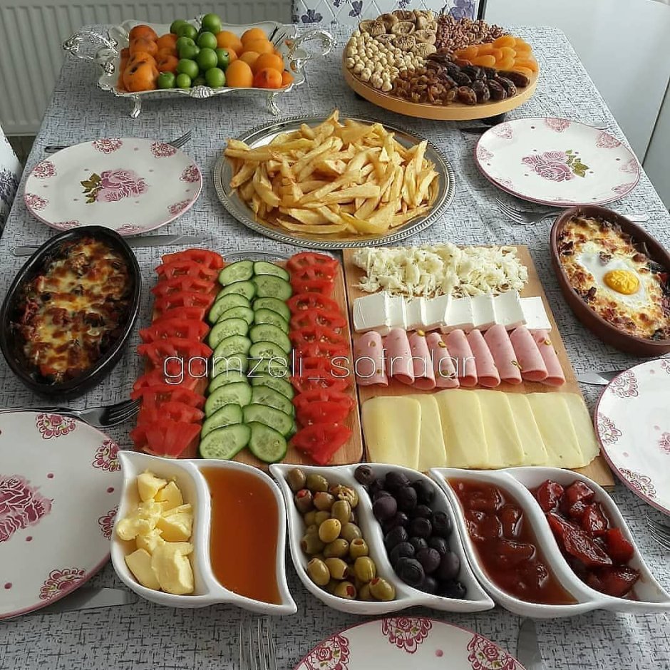 Накрытый стол завтрак