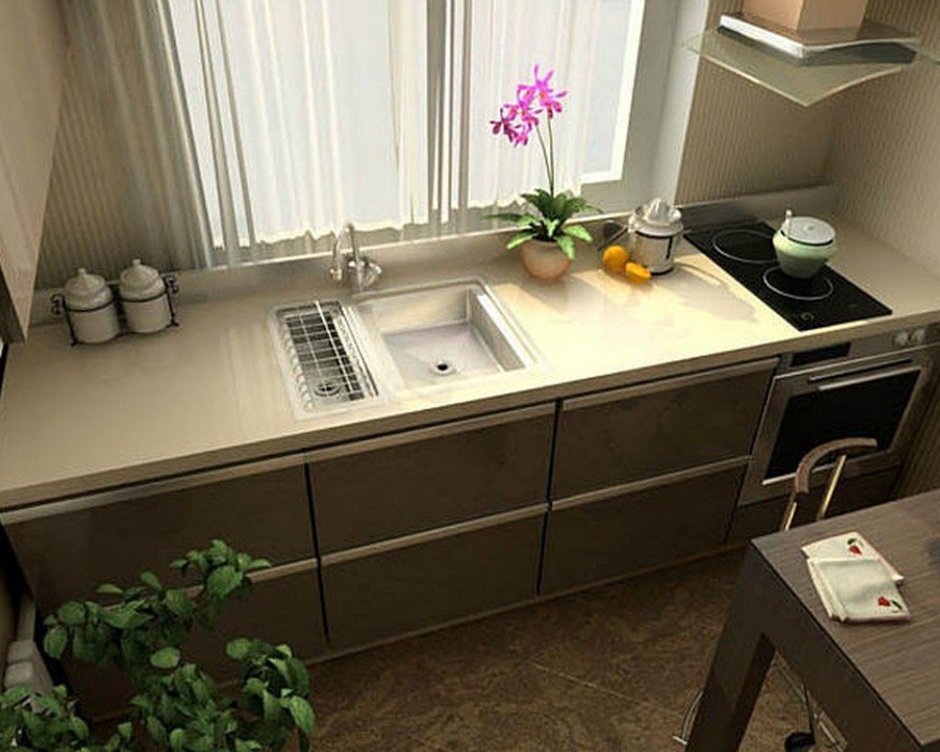 Планировка узкой кухни