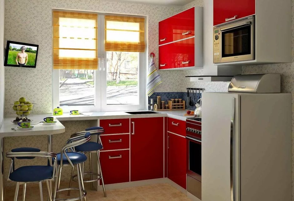 П-образная кухня 6 кв.м с окном