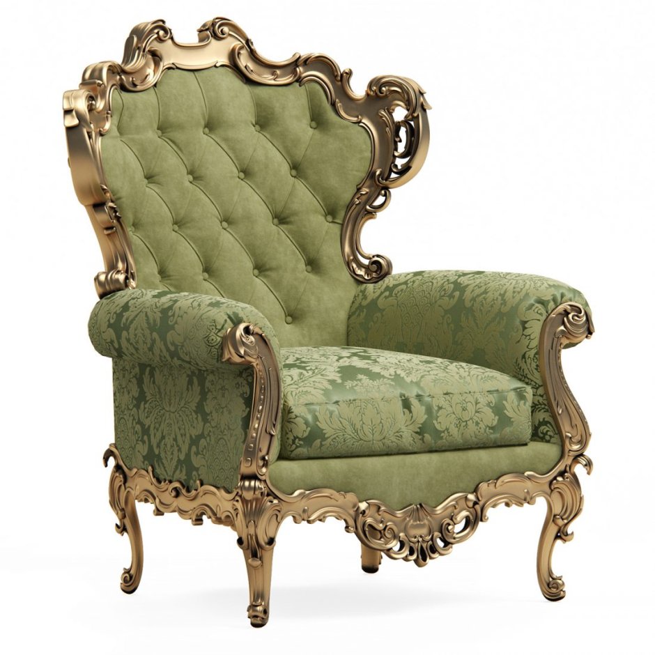 Кресло желтое рококо