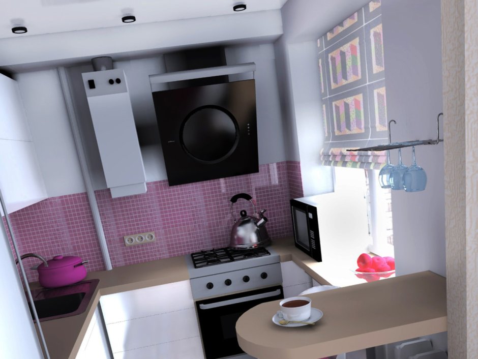 Маленькая кухня современная с колонкой