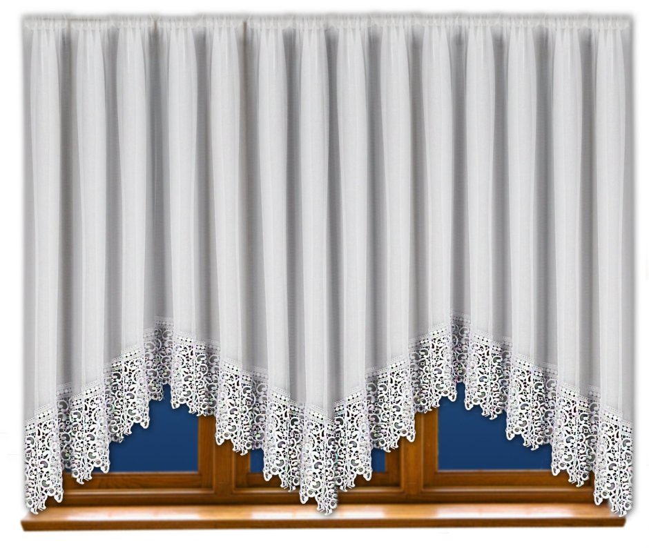 Кухонная тюль аркой с кружевом