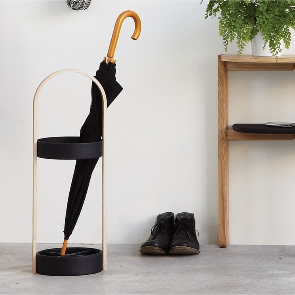 Подставка для зонтов Umbra Hub белый-натуральное дерево 320240-668