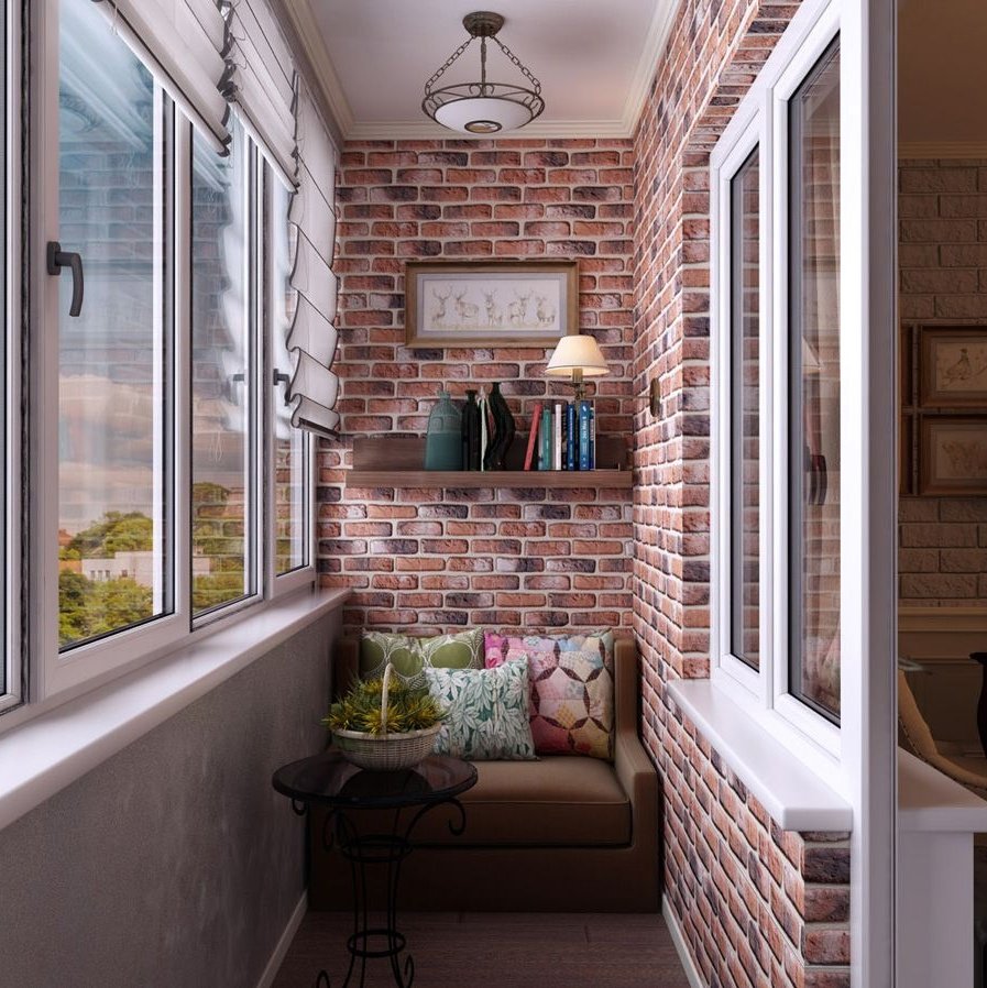 Декоративный кирпич на балконе
