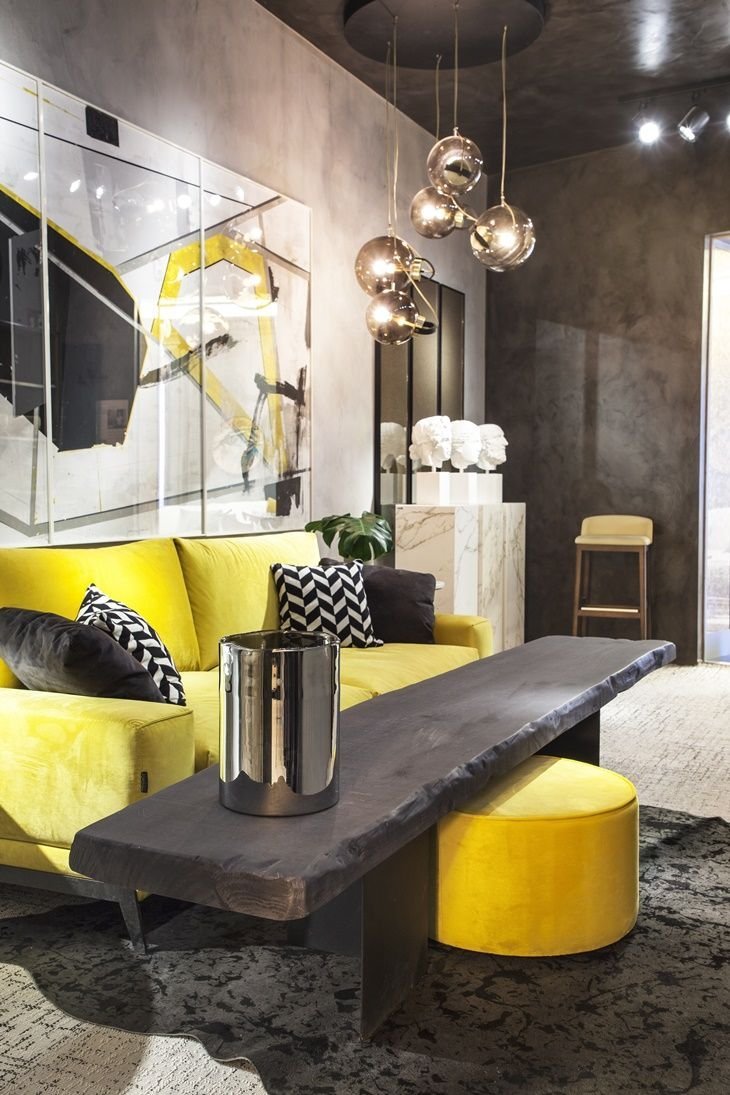 Серый и желтый в интерьере