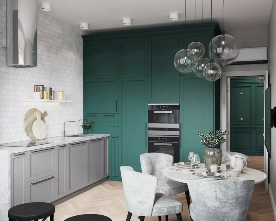 Кухня Неоклассика изумруд икеа
