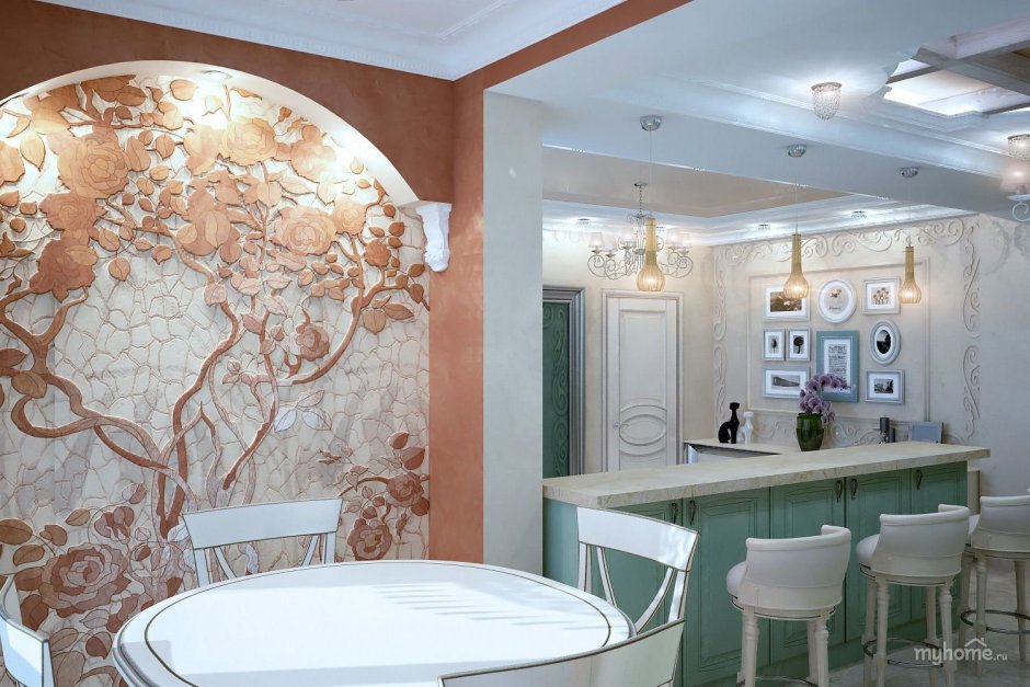 Барельеф дерево на стене