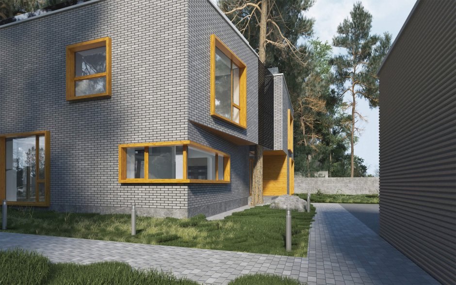 Дом из серого кирпича