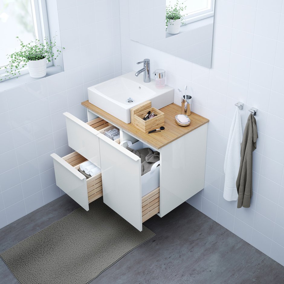 Godmorgon ГОДМОРГОН шкаф для раковины с 2 ящ, белый40x47x58 см