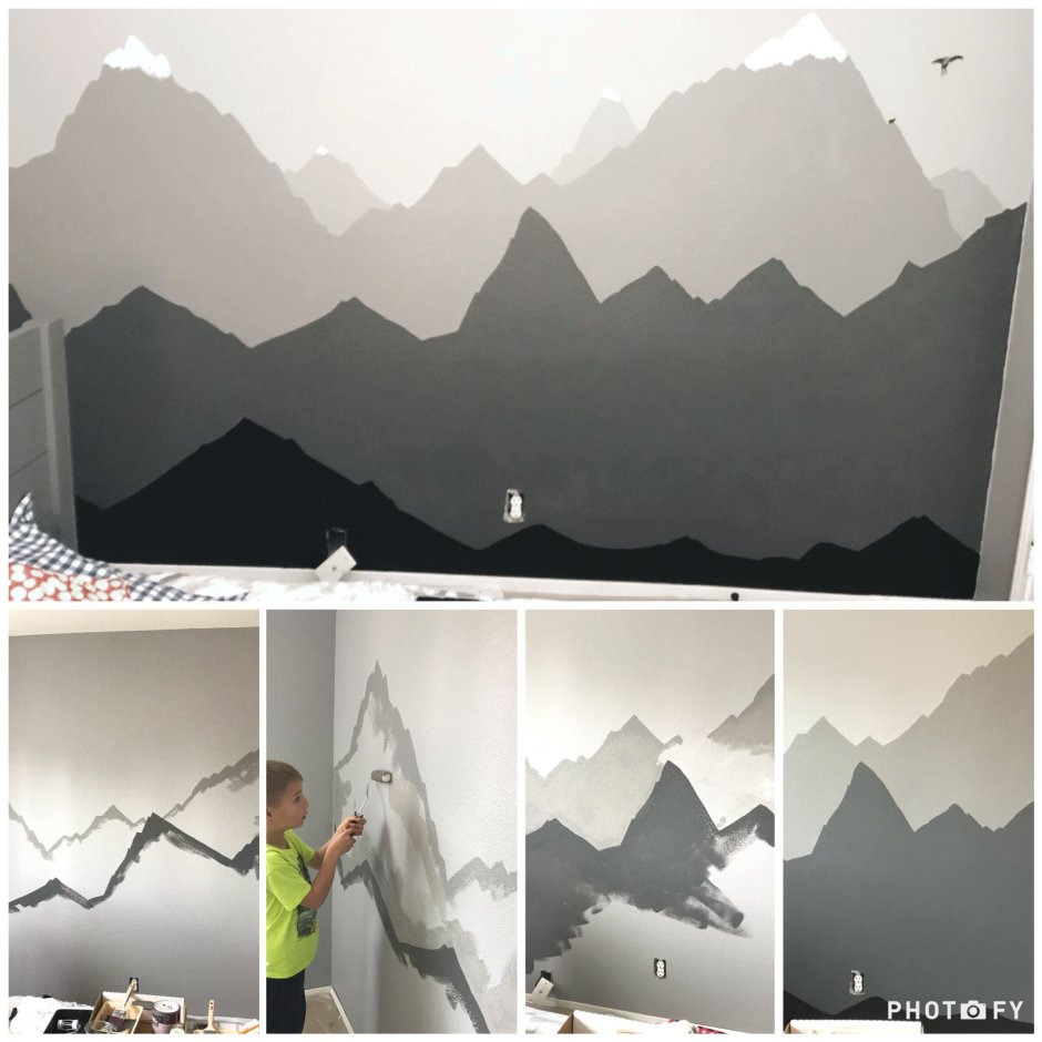 Нарисовать горы на стене