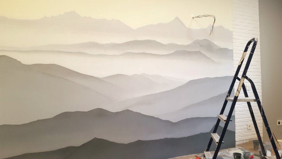 Горы рисунок на стене