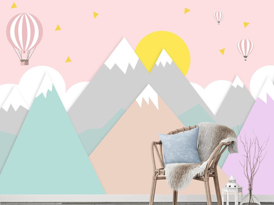 Рисунки гор на стене в детской комнате