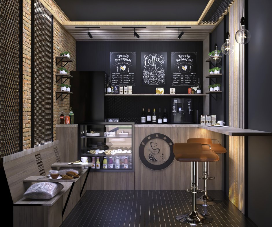 Интерьер пекарни бирюзовая