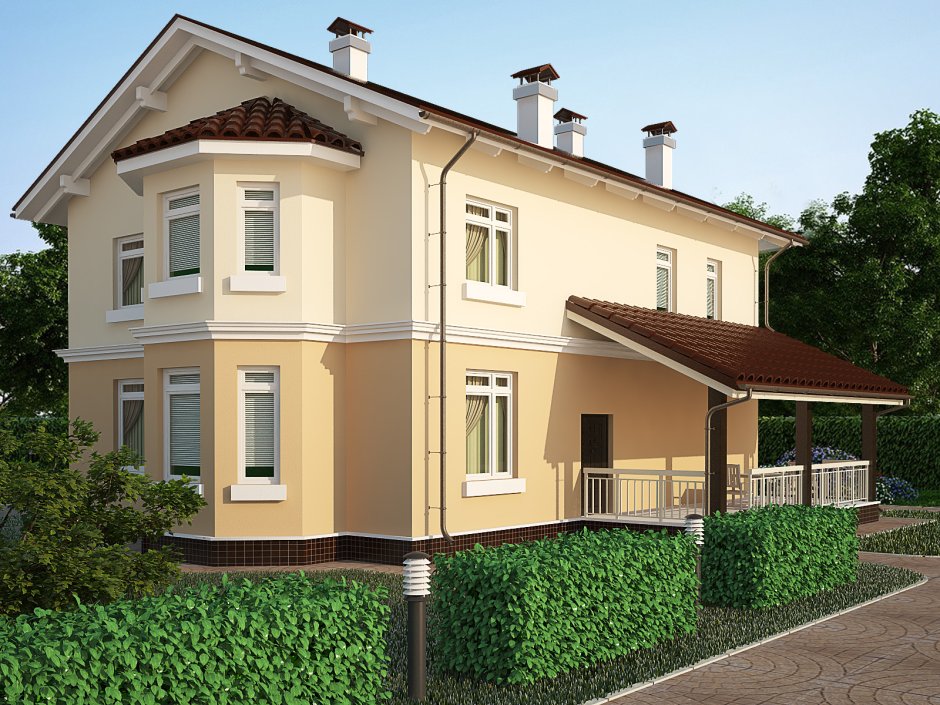 Штукатурный фасад двухцветный