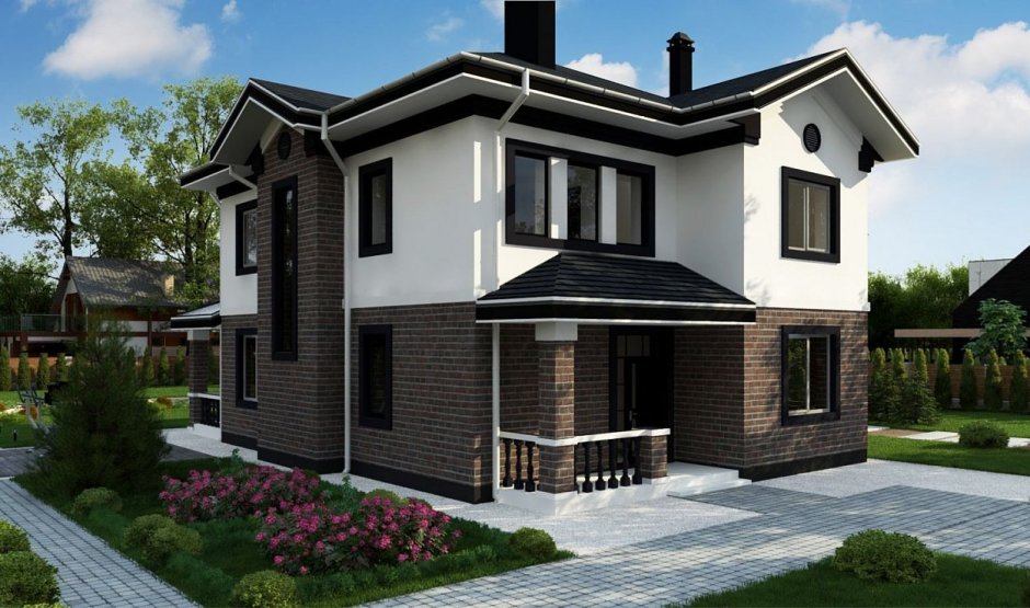 Двухцветные фасады домов