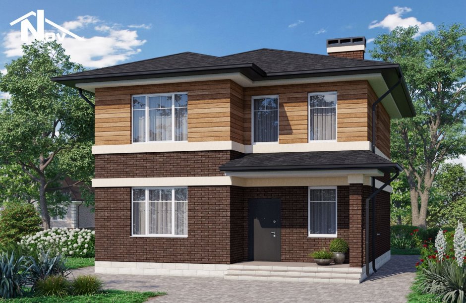 Кирпичный дом с эркером