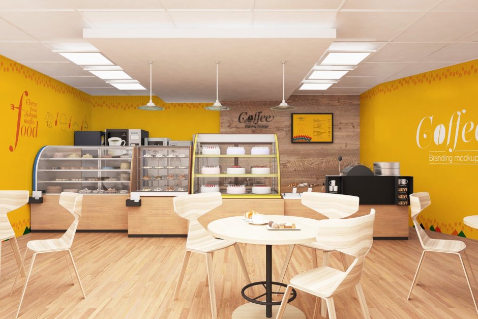 Мокап интерьера кафе