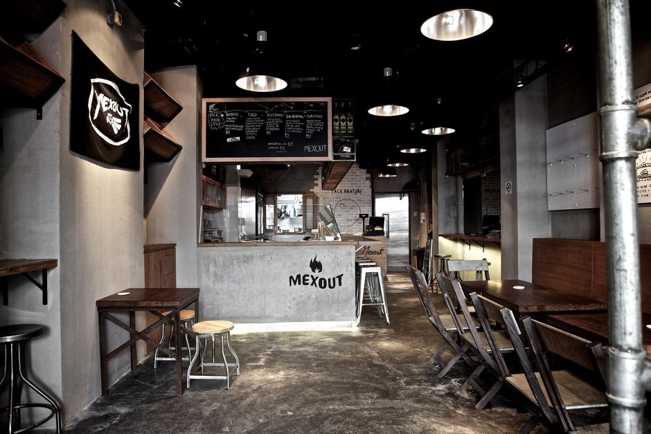 Мокап кафе интерьер современный