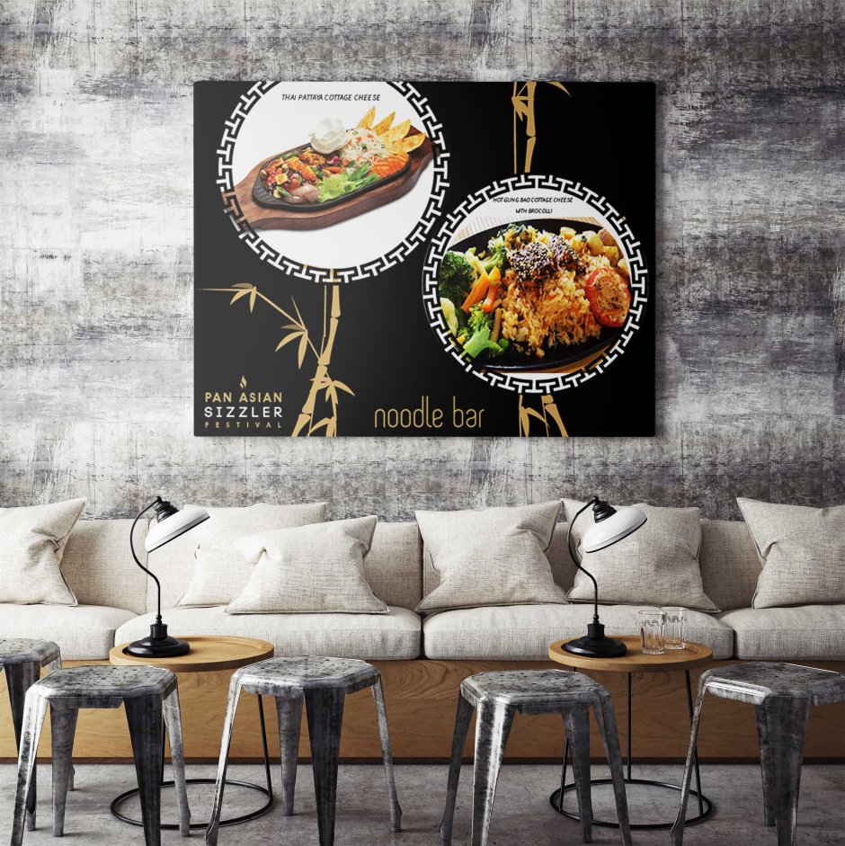 Мокапы картин в интерьере кафе