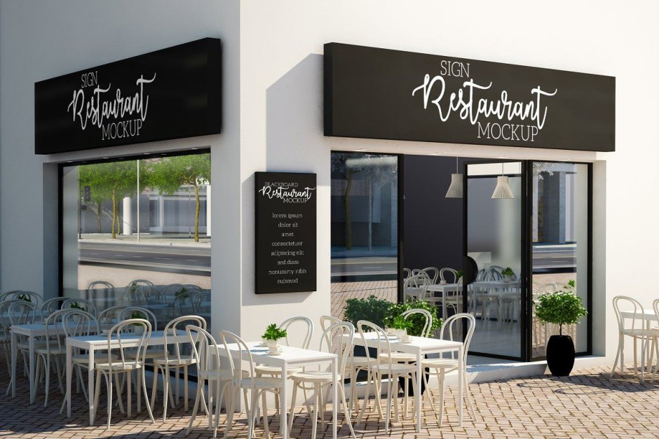 Кафе фасад мокап