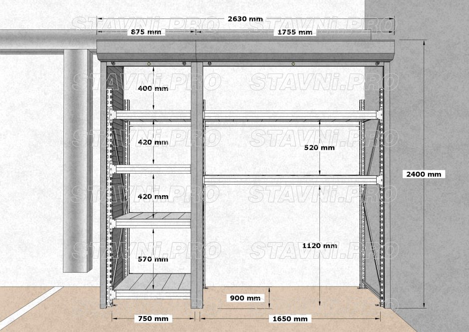 Роллетный шкаф 2000х1200х400 мм