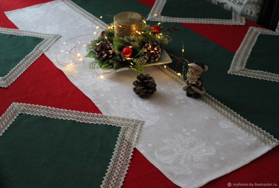 Скатерть льняная Новогодняя