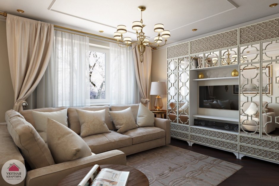 Неоклассика гостиная 20кв