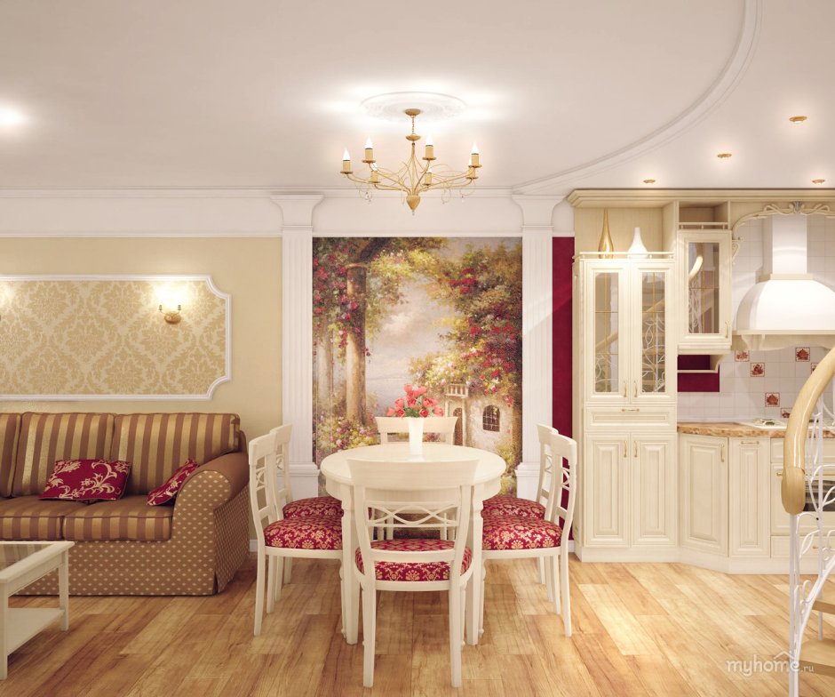 Квартира студия в классическом стиле