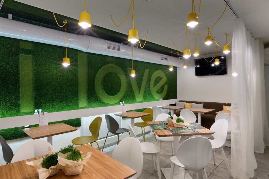 Кафе в зеленом цвете