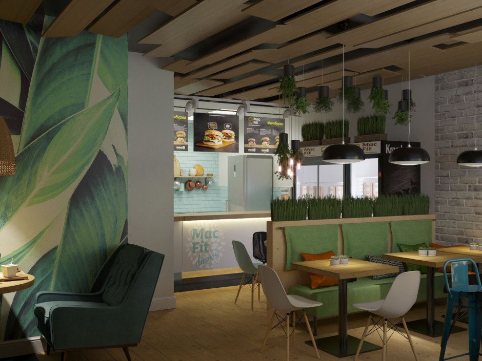 Интерьер кафе здорового питания