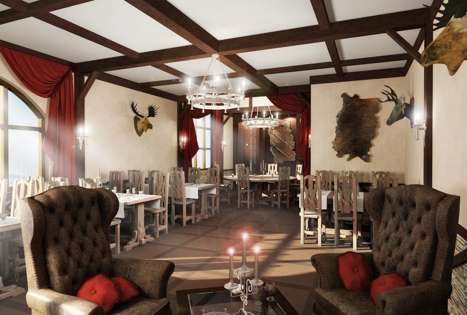 Кафе в стиле охотничьего домика