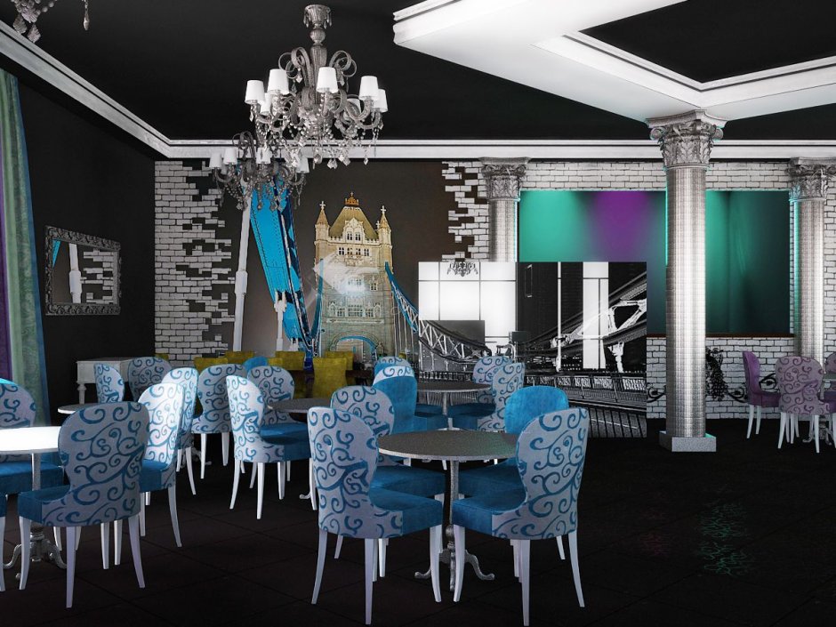 Интерьер ресторана в подвальных помещениях